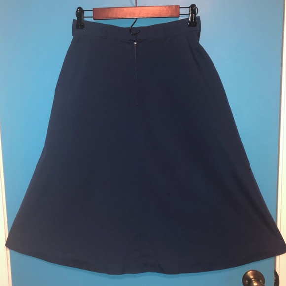 Vintage Navy Blue Knee Length A-Line Skirt - Picture 4 of 7